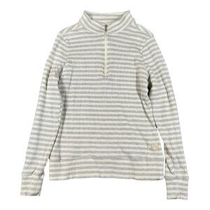 Straight Down Womens Medium‎ Gray Stripe 1/4 Zip Ribbed Sweater Long Sleeve USA